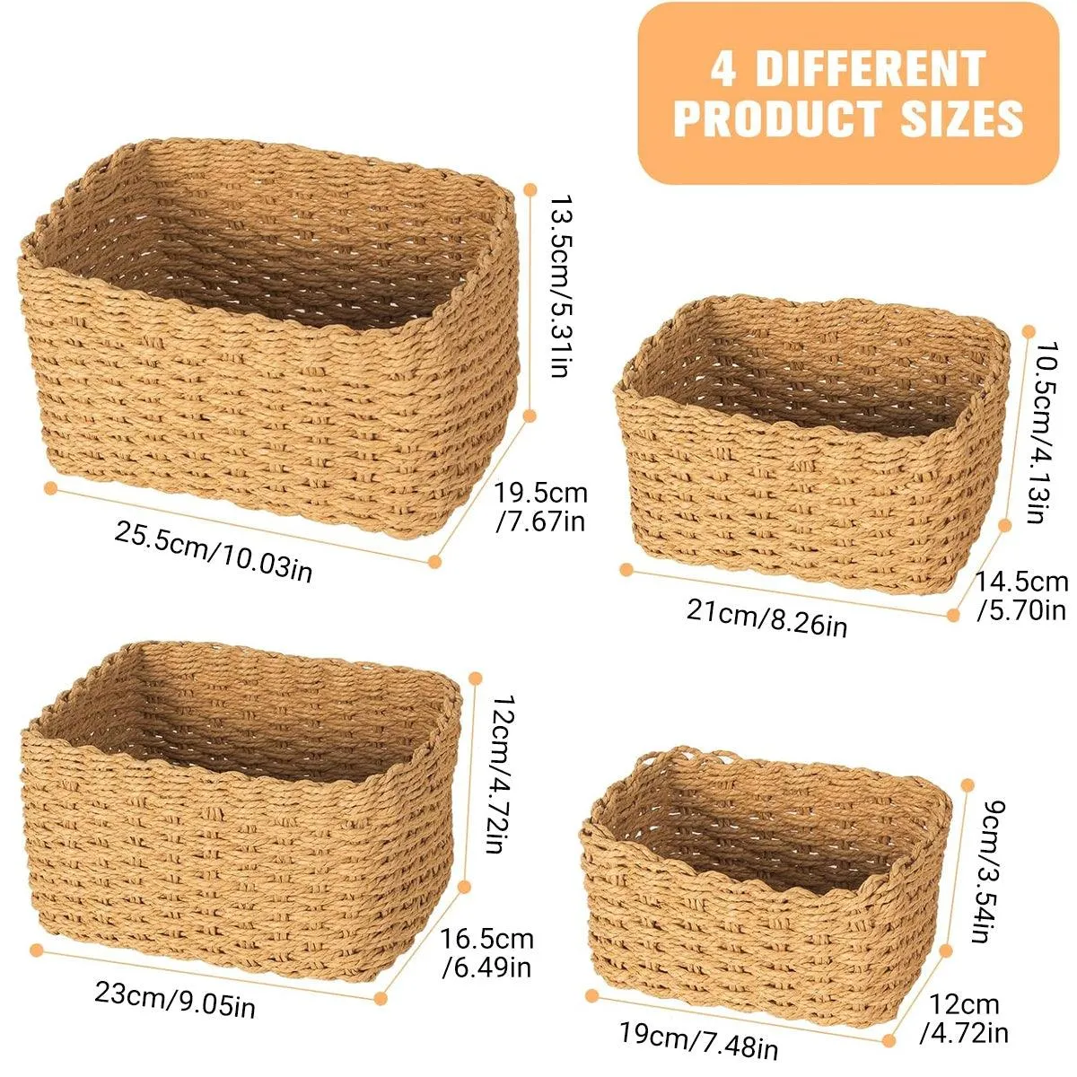Woven Storage Basket Organizer 4PCS