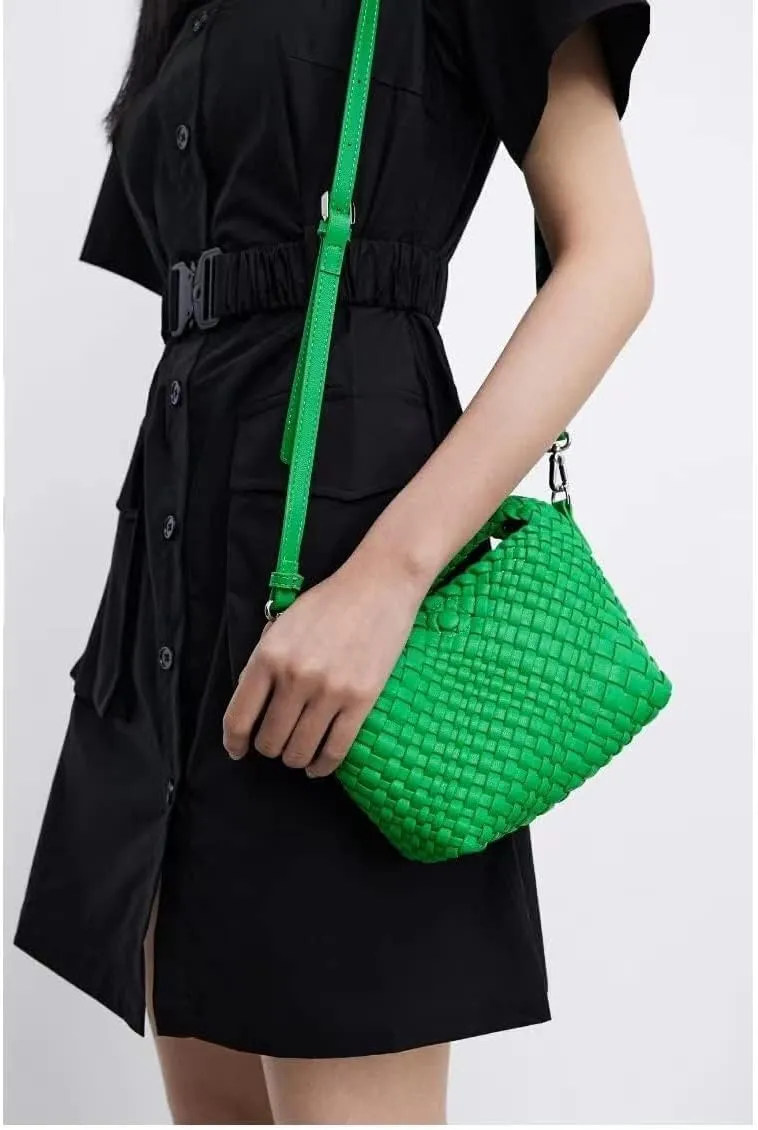 Woven Tote Bag for Women Soft Leather Tote Handbags Fashion Woven Shoulder Bag for Women Daily，Shopping
