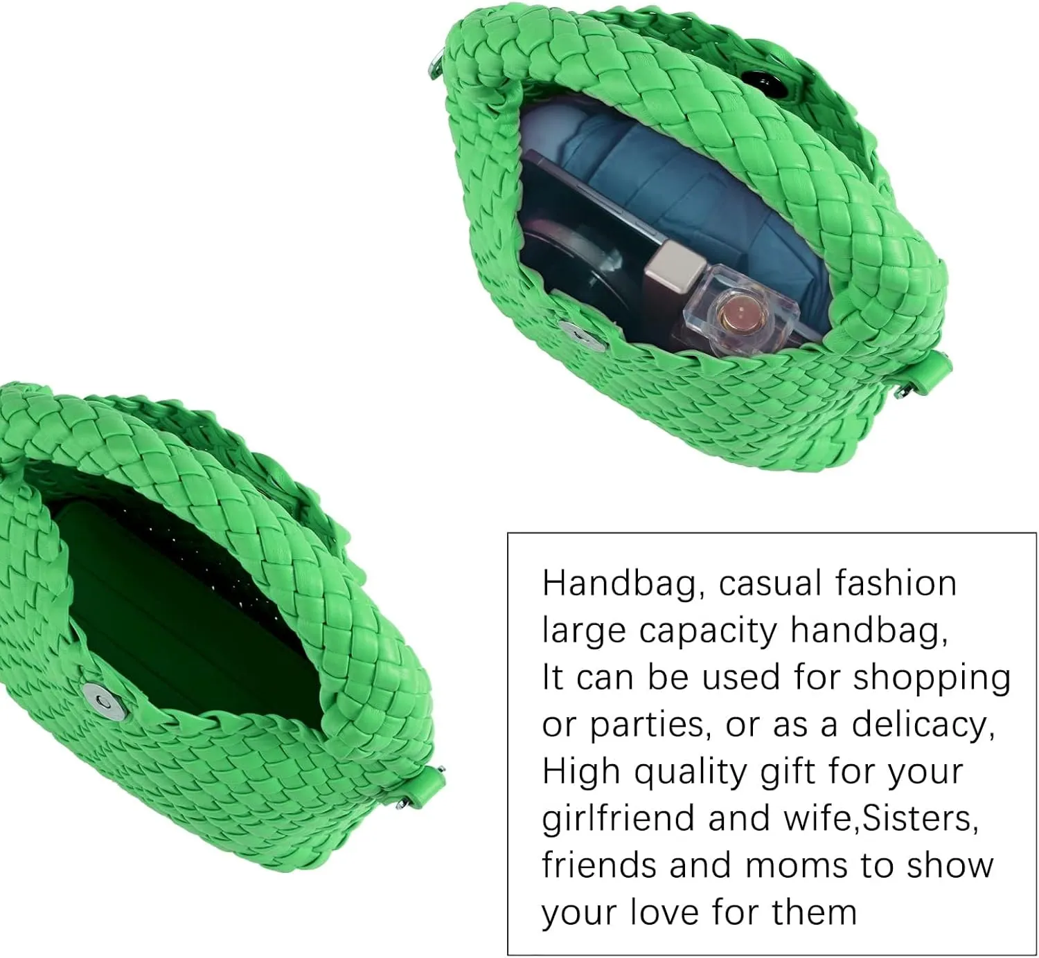 Woven Tote Bag for Women Soft Leather Tote Handbags Fashion Woven Shoulder Bag for Women Daily，Shopping