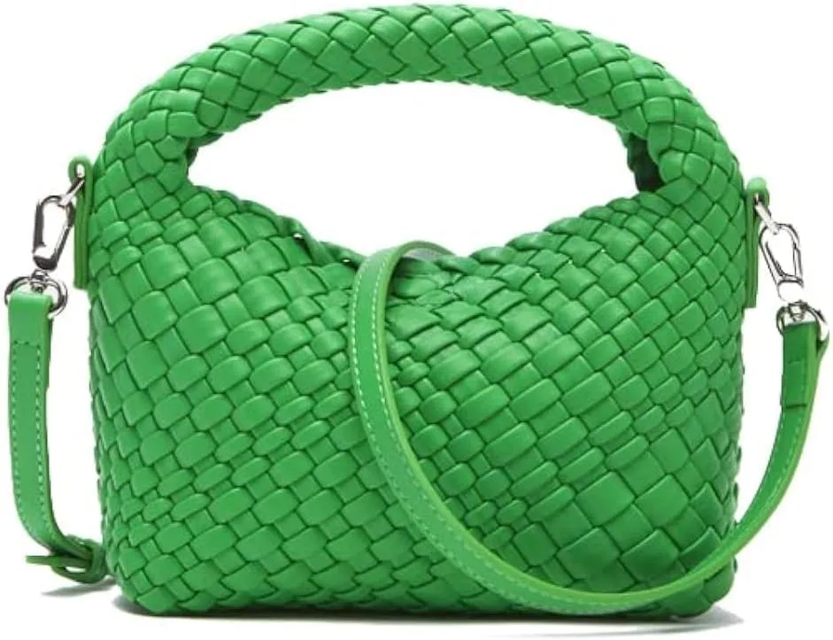 Woven Tote Bag for Women Soft Leather Tote Handbags Fashion Woven Shoulder Bag for Women Daily，Shopping