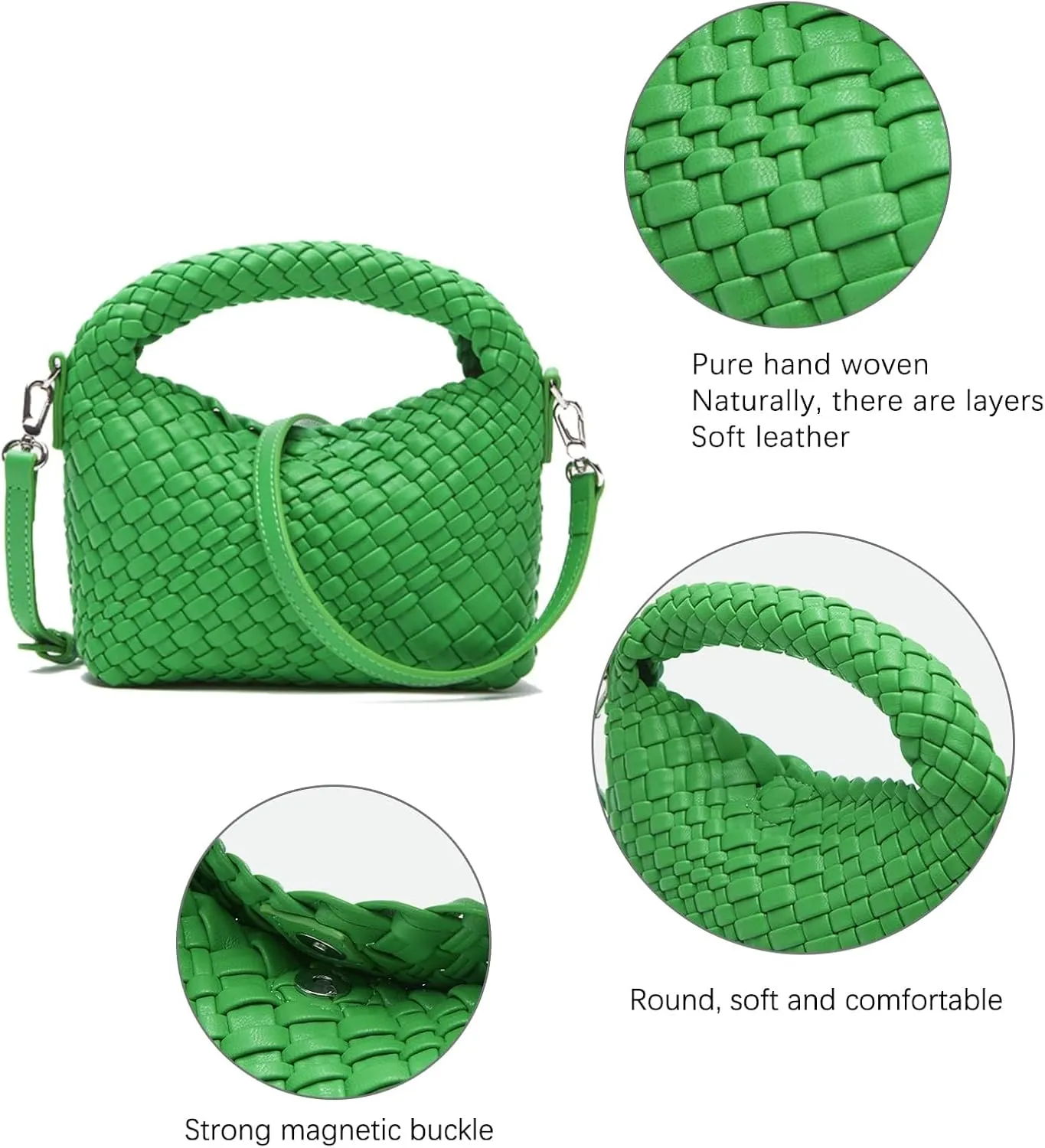 Woven Tote Bag for Women Soft Leather Tote Handbags Fashion Woven Shoulder Bag for Women Daily，Shopping
