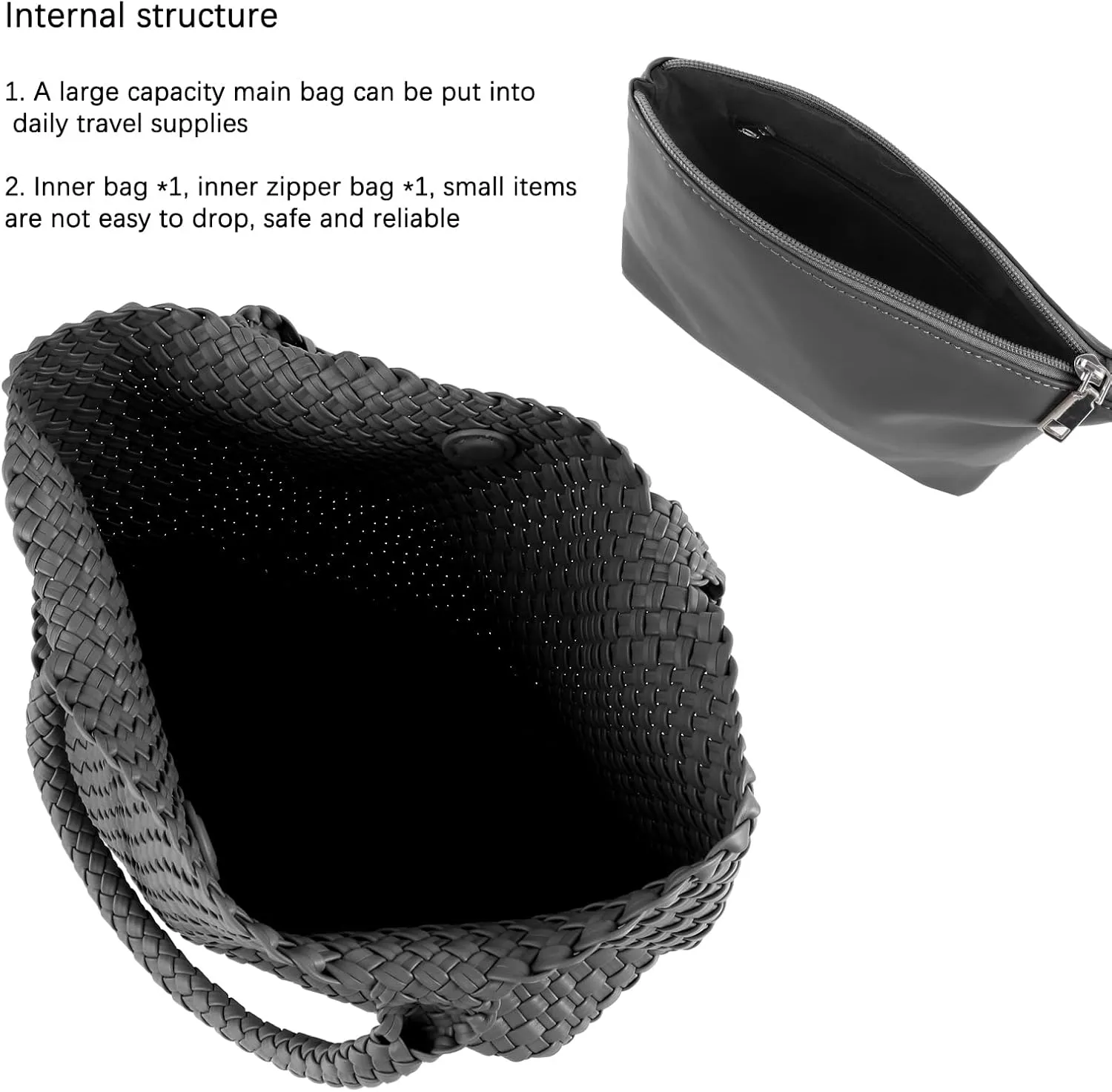 Woven Tote Bag for Women,Fashion Top Handle Shoulder Bag Vegan Leather Shopper Bag Large Travel Tote Bag with Purse