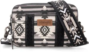 Wrangler Crossbody Bag for Women Boho Aztec Small Multi Pocket Crossover Purse