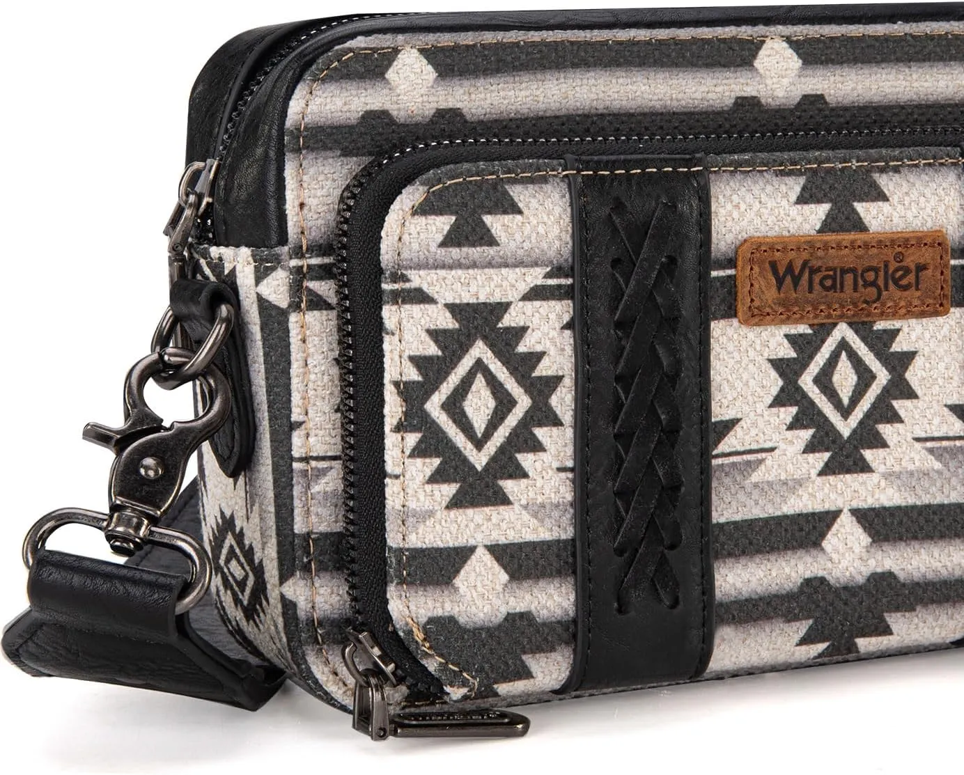 Wrangler Crossbody Bag for Women Boho Aztec Small Multi Pocket Crossover Purse
