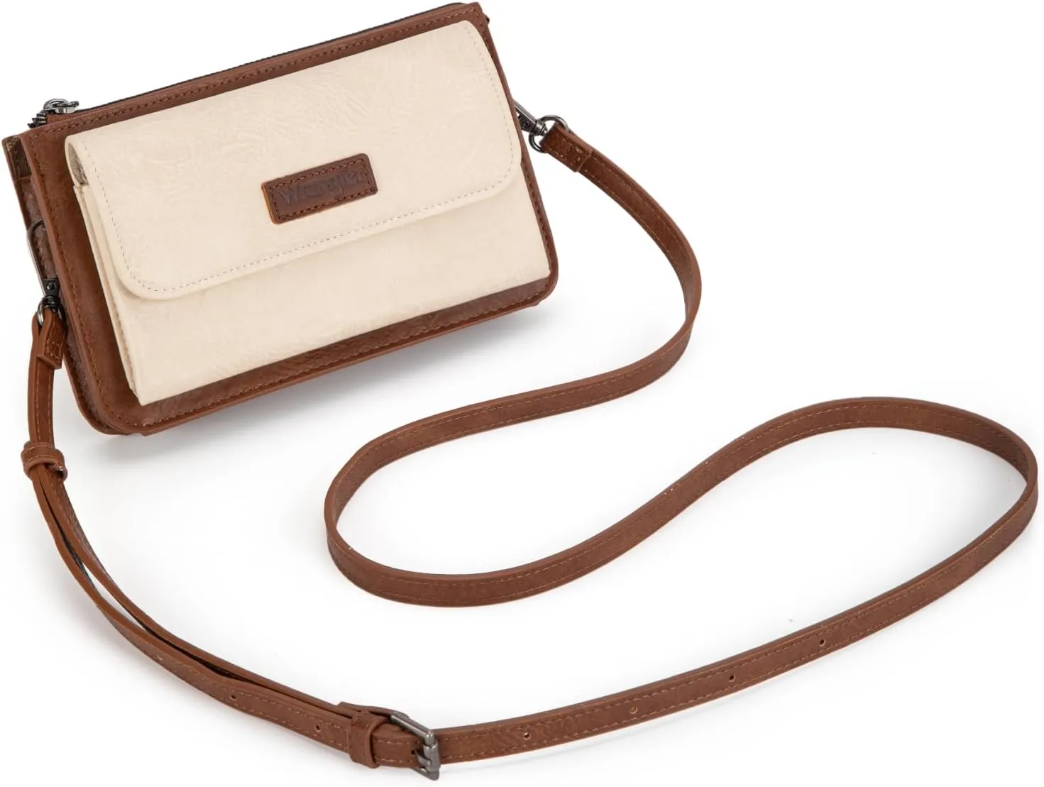 Wrangler RFID Crossbody Wallet Purse Vegan Leather Small Purses for Women with Phone Pocket and Adjustable Strap