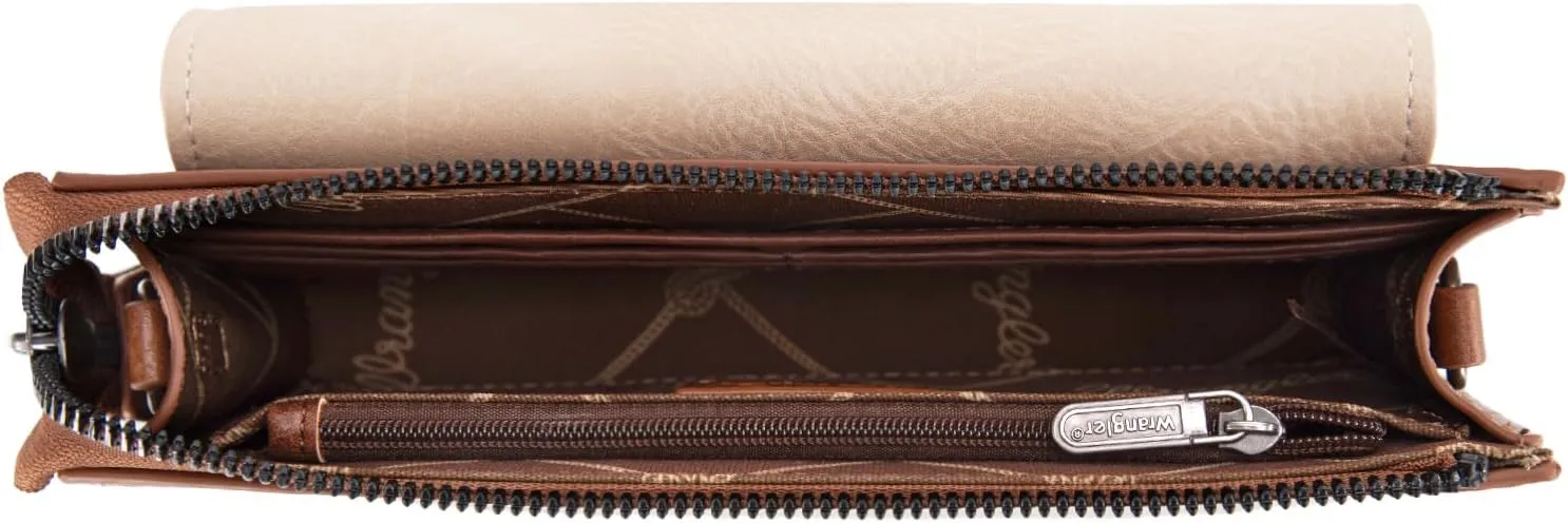 Wrangler RFID Crossbody Wallet Purse Vegan Leather Small Purses for Women with Phone Pocket and Adjustable Strap
