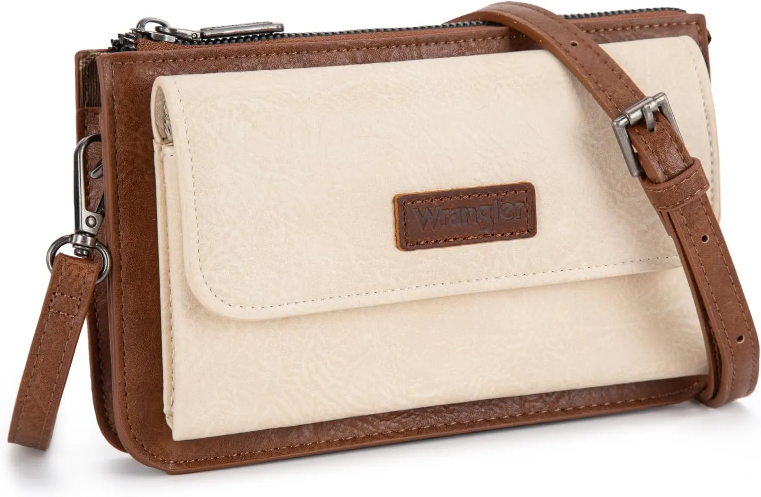 Wrangler RFID Crossbody Wallet Purse Vegan Leather Small Purses for Women with Phone Pocket and Adjustable Strap