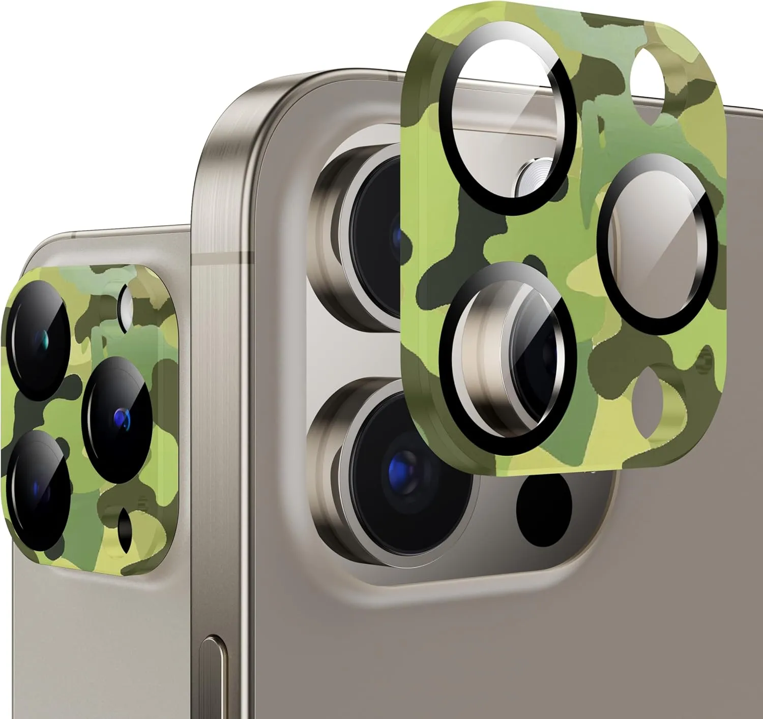 WSKEN for iPhone 15 Pro/iPhone 15 Pro Max Camera Lens Protector, Matte Alloy [Shatterproof Test] 9H Tempered Glass Camera Screen Protector Scratch Resistant Cover Accessories 2023,Camouflage