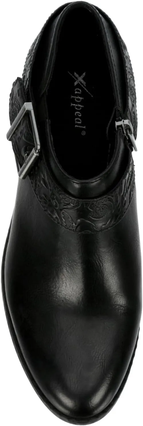XAPPEAL Jodie - Women's Faux Leather Western Low Heel Ankle Bootie