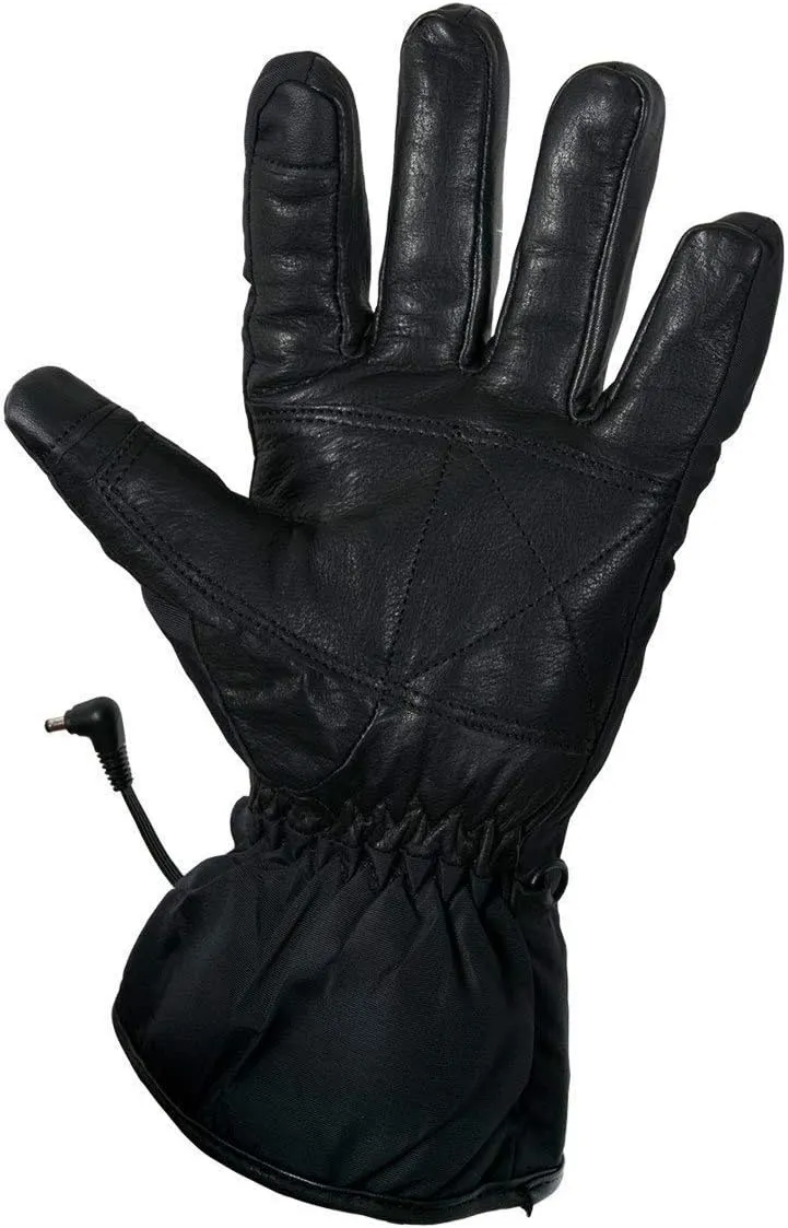 Xelement XS-5001 Men's Gauntlet Heated Leather and Nylon Motorcycle Gloves with Touch Screen Fingers and Knuckle Protection