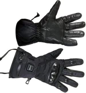 Xelement XS-5001 Men's Gauntlet Heated Leather and Nylon Motorcycle Gloves with Touch Screen Fingers and Knuckle Protection