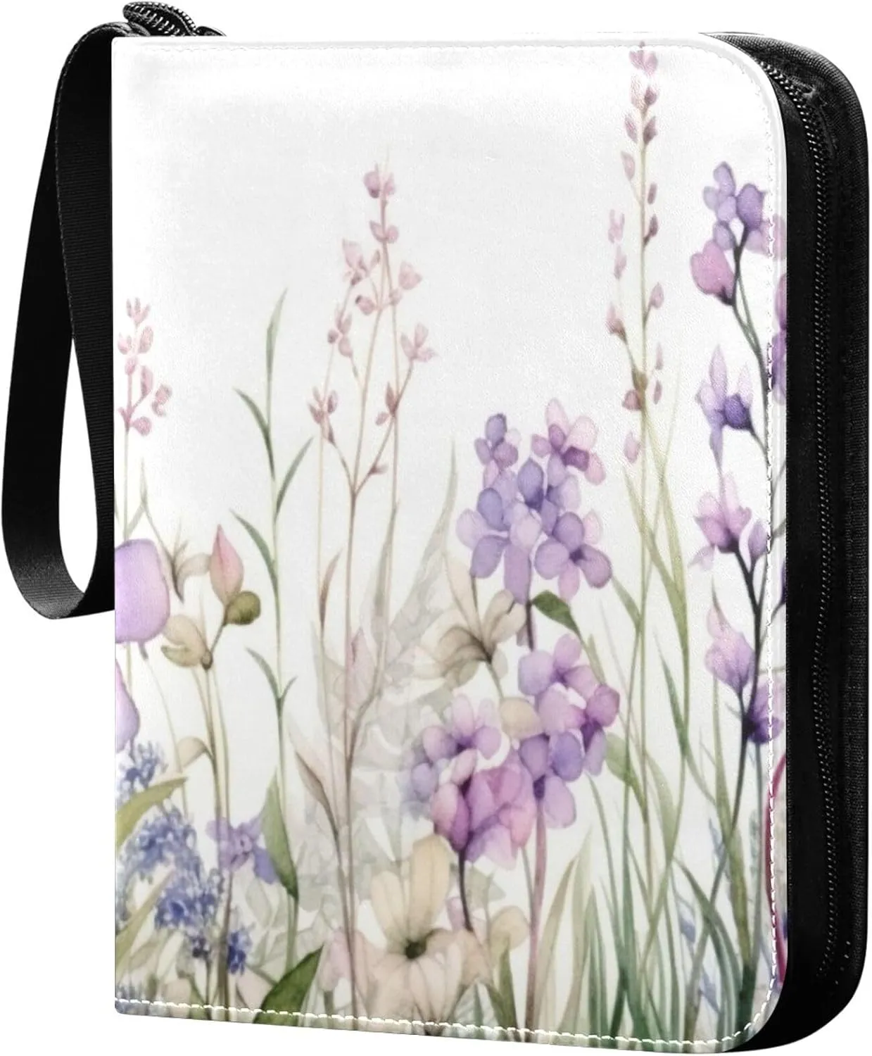 xigua Colorful Herbal Wildflower Card Binder 4-Pockets, Trading Card Binder 400 Pockets Baseball Card Binder Waterproof PU Leather Card Collection Binder for Games Card Album Card