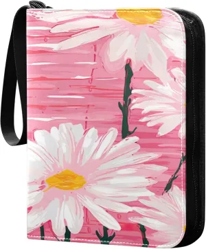 xigua Colorful Herbal Wildflower Card Binder 4-Pockets, Trading Card Binder 400 Pockets Baseball Card Binder Waterproof PU Leather Card Collection Binder for Games Card Album Card