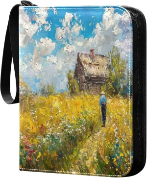 xigua Van Gogh Paintings Card Binder 4-Pockets, Trading Card Binder 400 Pockets Baseball Card Binder Waterproof PU Leather Card Collection Binder for Games Card Album Card