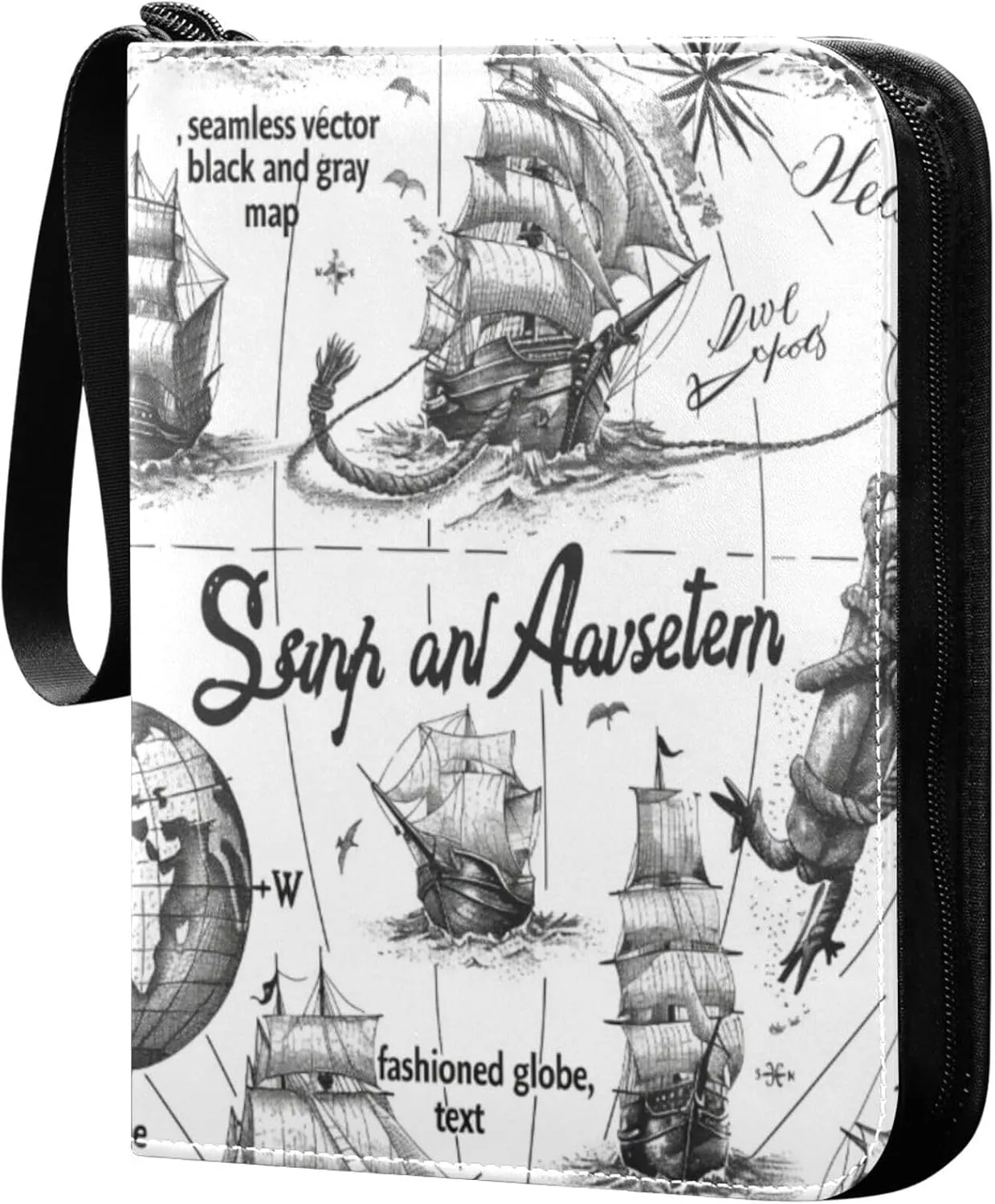 xigua Vintage Pirate Map Card Binder 4-Pockets, Trading Card Binder 400 Pockets Baseball Card Binder Waterproof PU Leather Card Collection Binder for Games Card Album Card