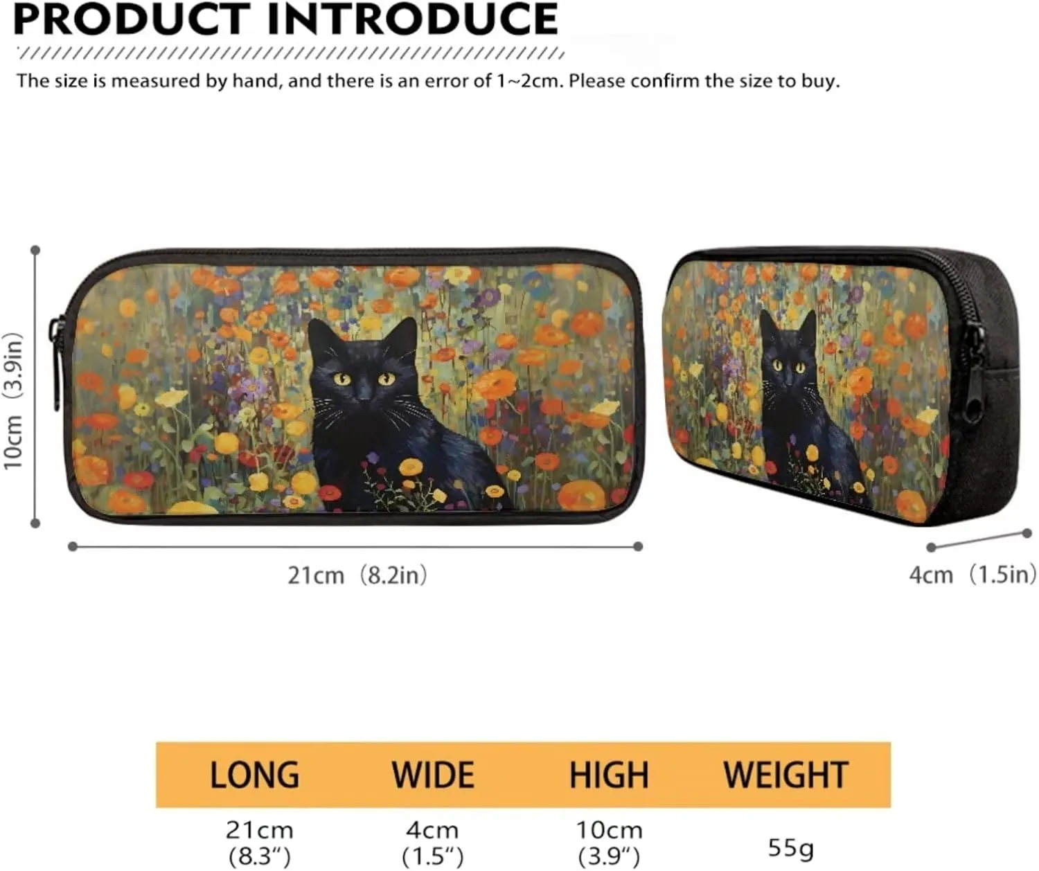 Xoenoiee Black Cat Floral Print Backpack and Lunch Bag Pencil Case Set Boys Girls 3Pcs Set School Bags Large Capacity for Students Back To School Supplies