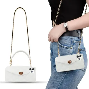 Yatchen Wallet Case for iPhone 16 Plus,Crossbody Phone Case with Lanyard Strap Cute Flip Folio Credit Card Holder Soft Silicone Girls Lady Handbag Cover for iPhone 16 Plus White