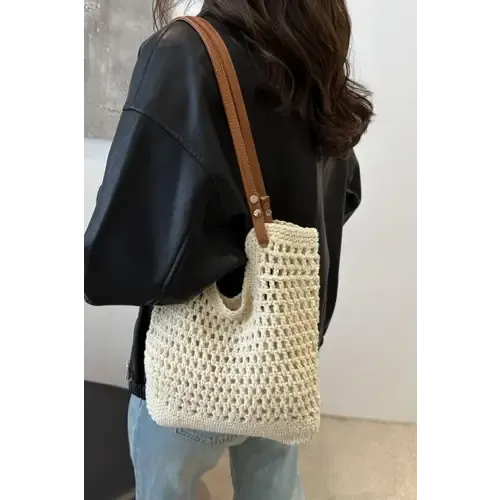 Yeppi Openwork Woven Tote Bag