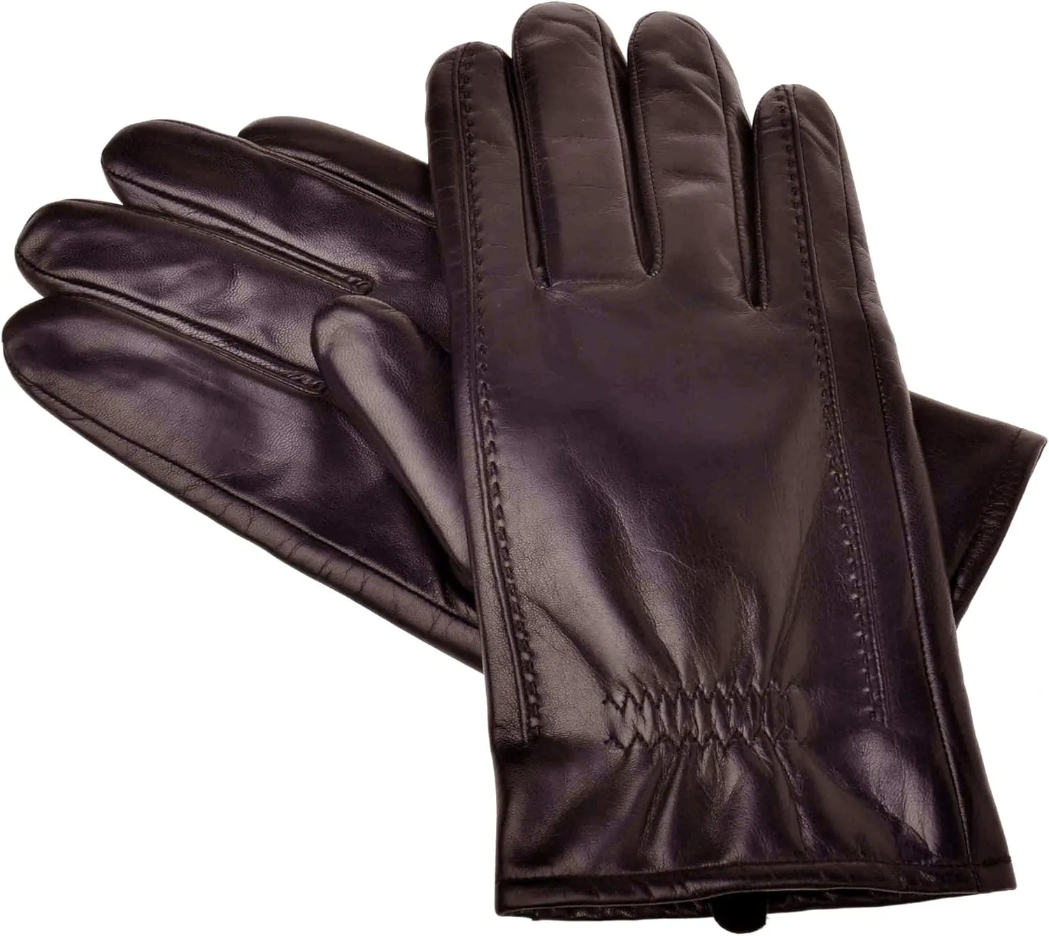 YISEVEN Men's Buttery-Soft Lambskin Winter Leather Gloves Wool Lined