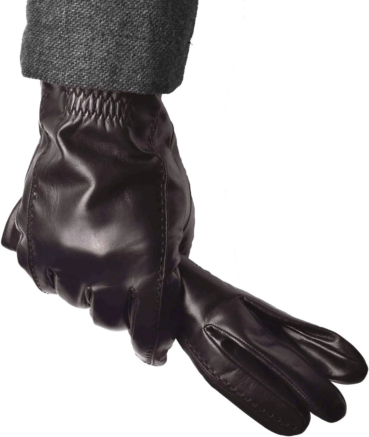 YISEVEN Men's Buttery-Soft Lambskin Winter Leather Gloves Wool Lined