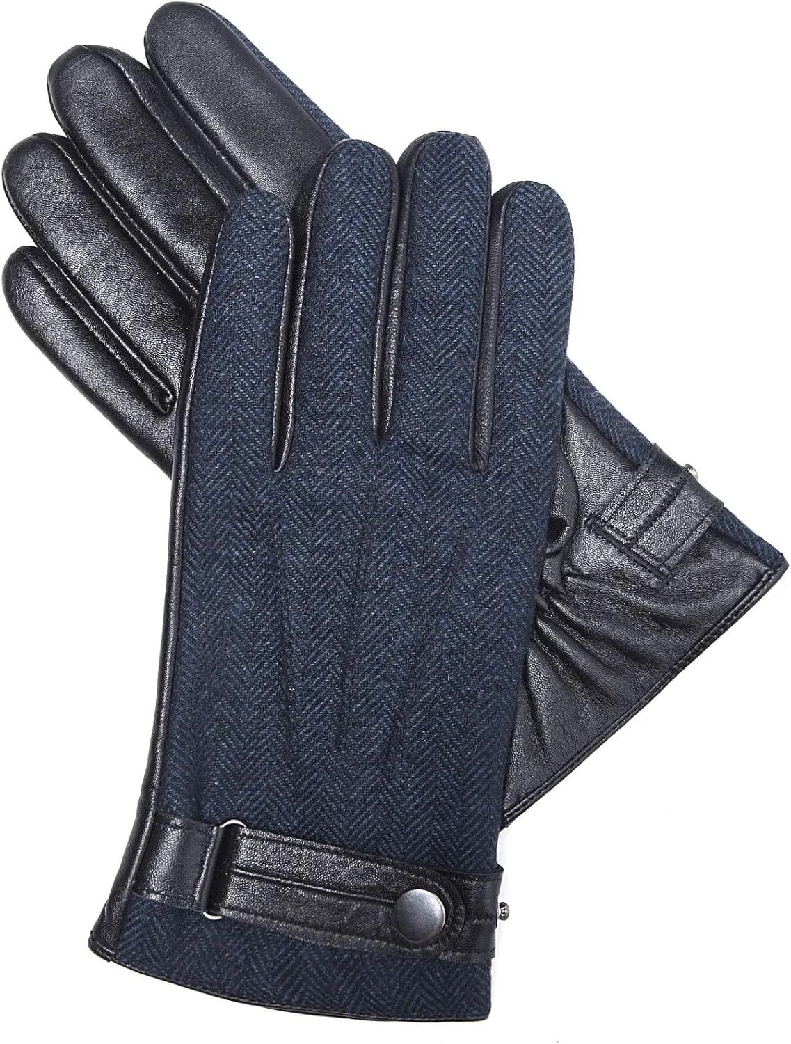 YISEVEN Men's Touchscreen Winter Sheepskin Leather Dress Gloves Wool Lined