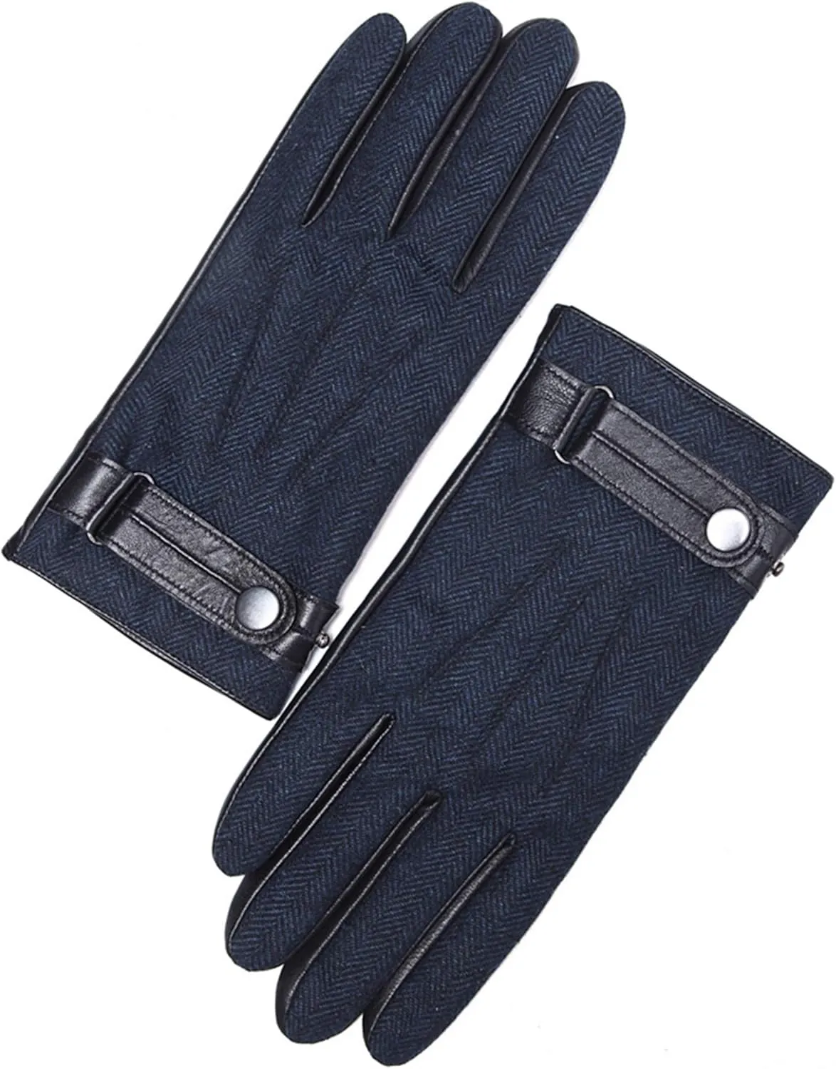 YISEVEN Men's Touchscreen Winter Sheepskin Leather Dress Gloves Wool Lined