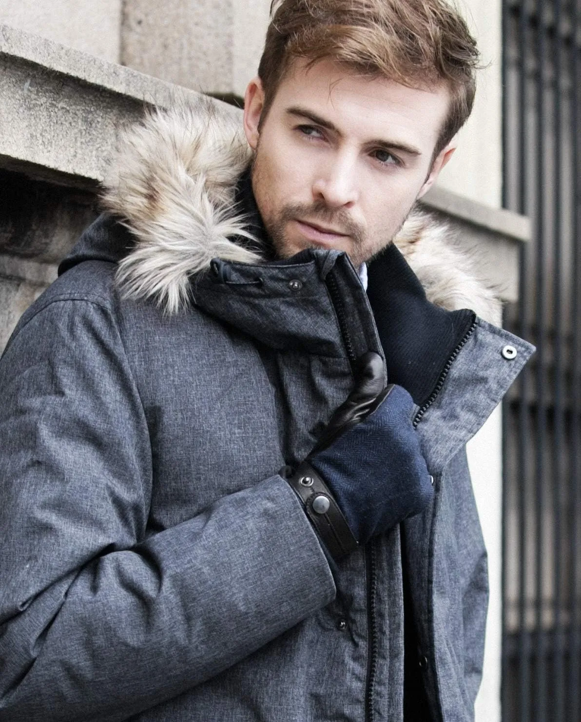 YISEVEN Men's Touchscreen Winter Sheepskin Leather Dress Gloves Wool Lined