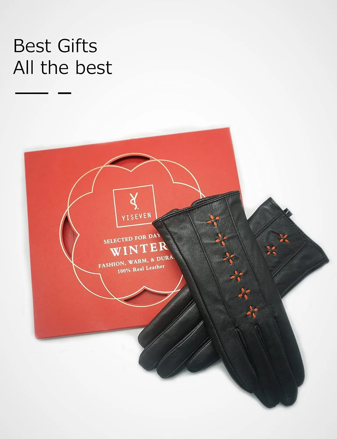 YISEVEN Women Winter Lambskin Touch Leather Gloves Fleece Lined