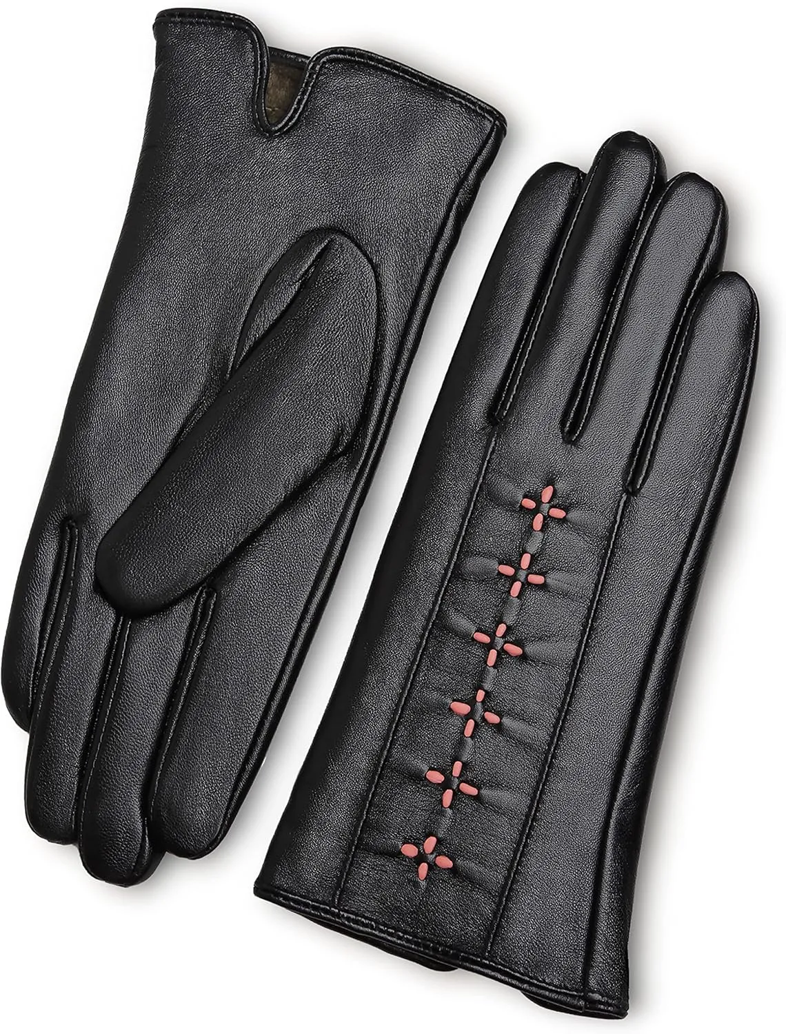 YISEVEN Women Winter Lambskin Touch Leather Gloves Fleece Lined