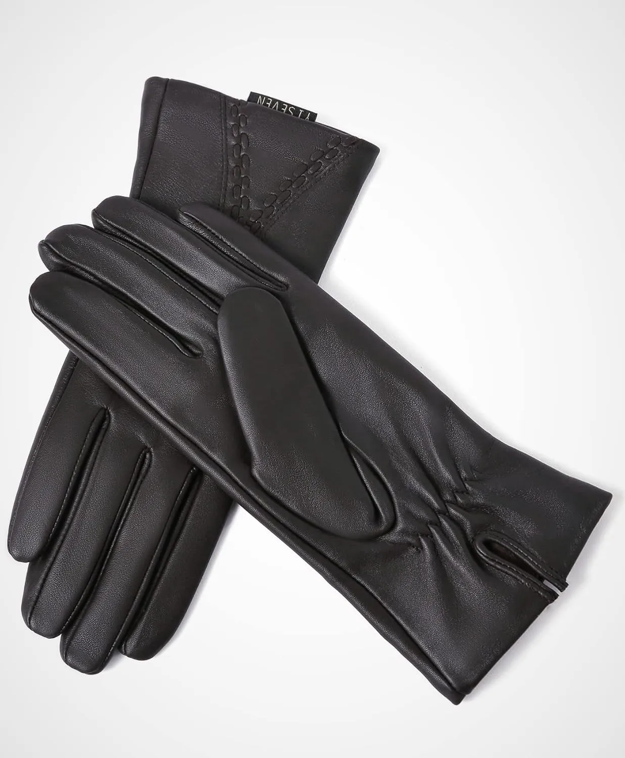 YISEVEN Women Winter Lambskin Touch Leather Gloves Fleece Lined