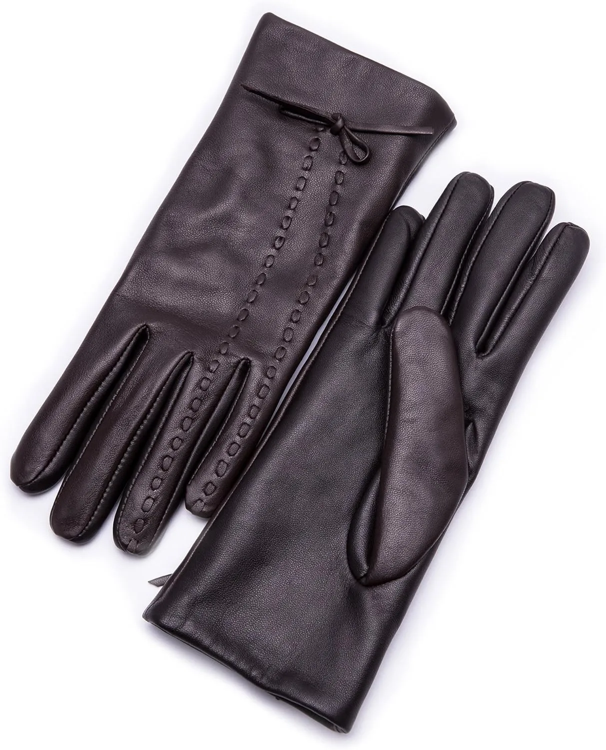 YISEVEN Women Winter Lambskin Touch Leather Gloves Fleece Lined