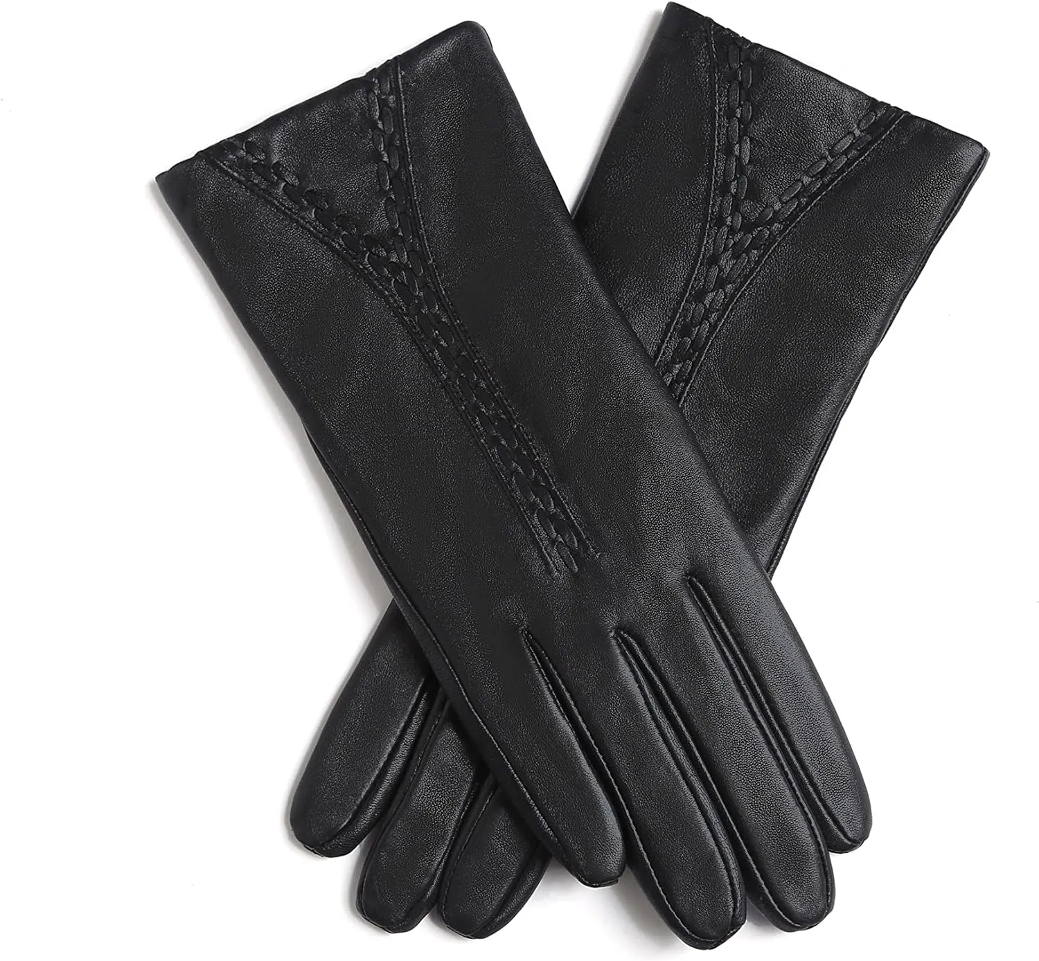 YISEVEN Women Winter Lambskin Touch Leather Gloves Fleece Lined