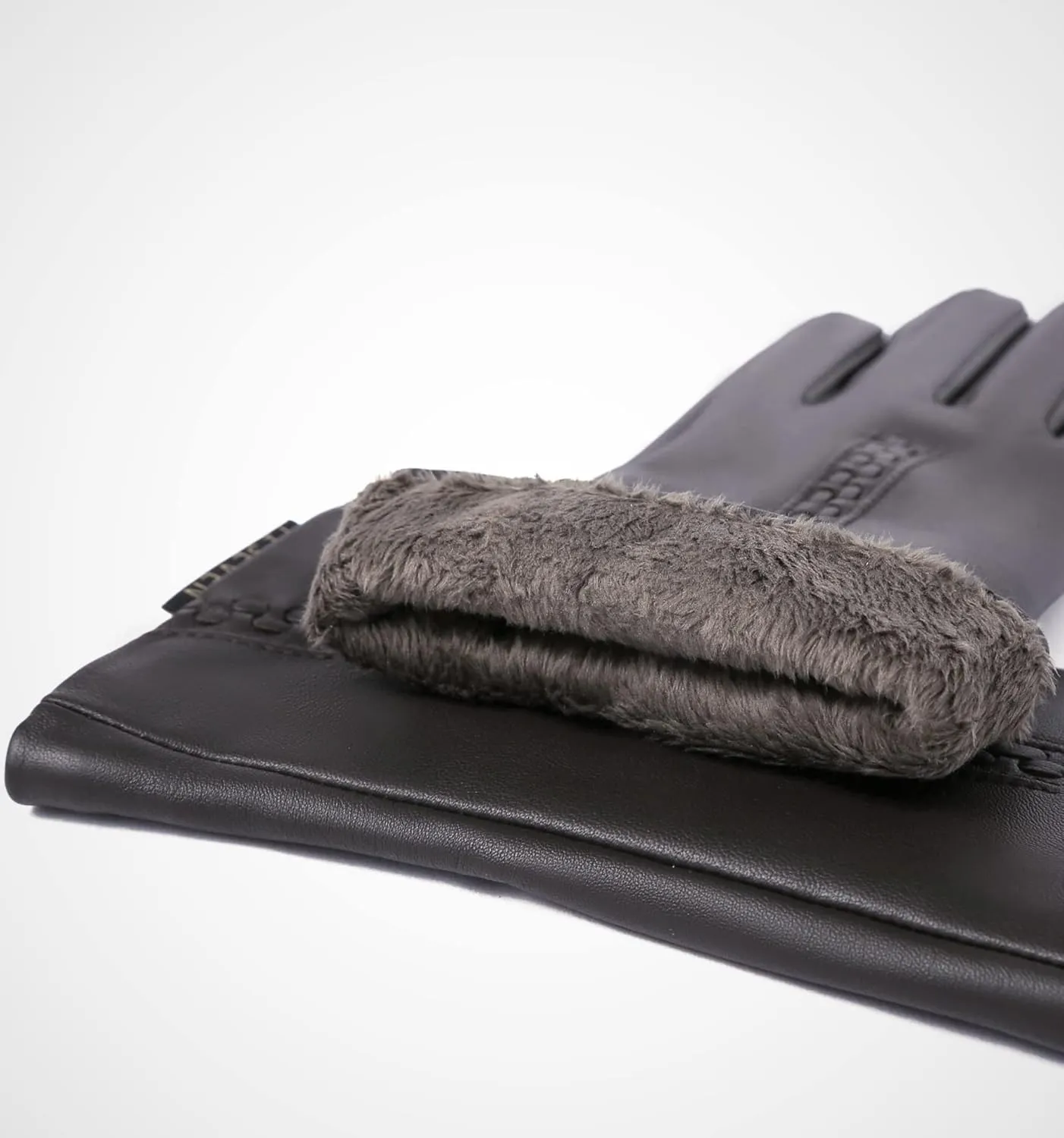 YISEVEN Women Winter Lambskin Touch Leather Gloves Fleece Lined