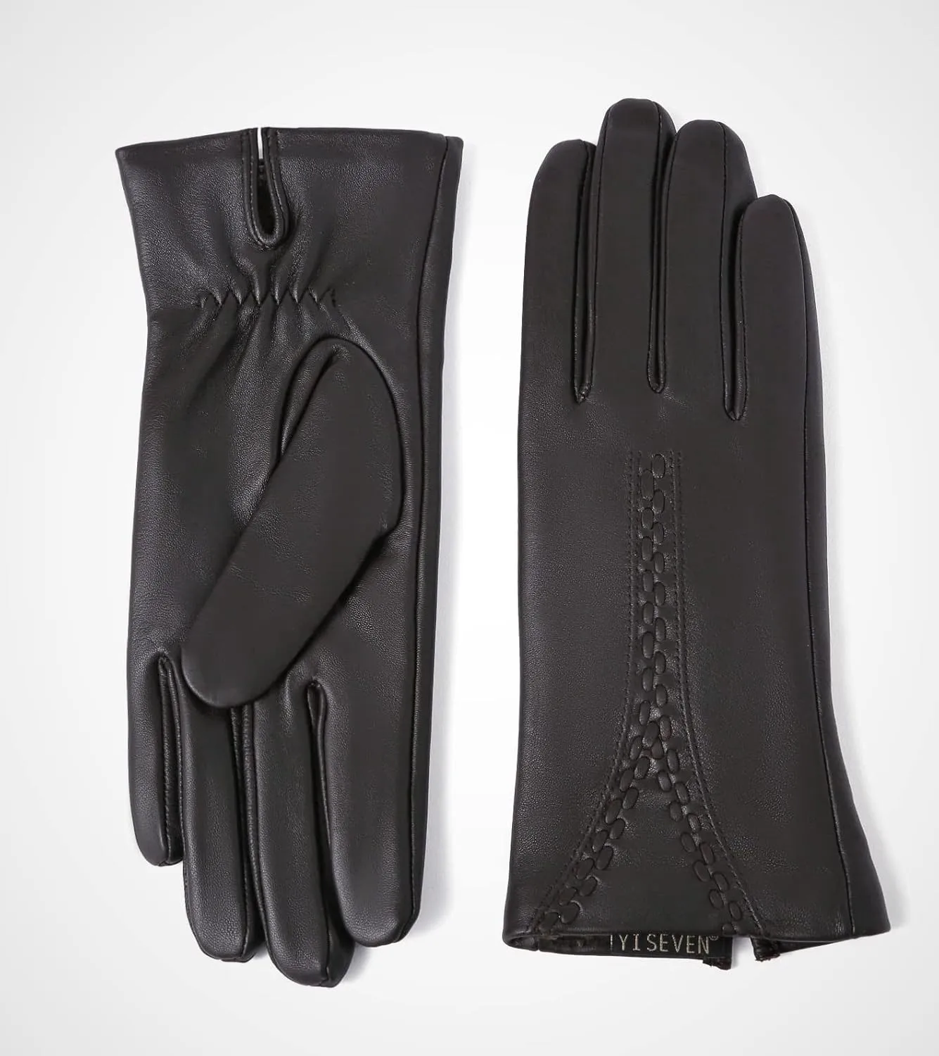 YISEVEN Women Winter Lambskin Touch Leather Gloves Fleece Lined