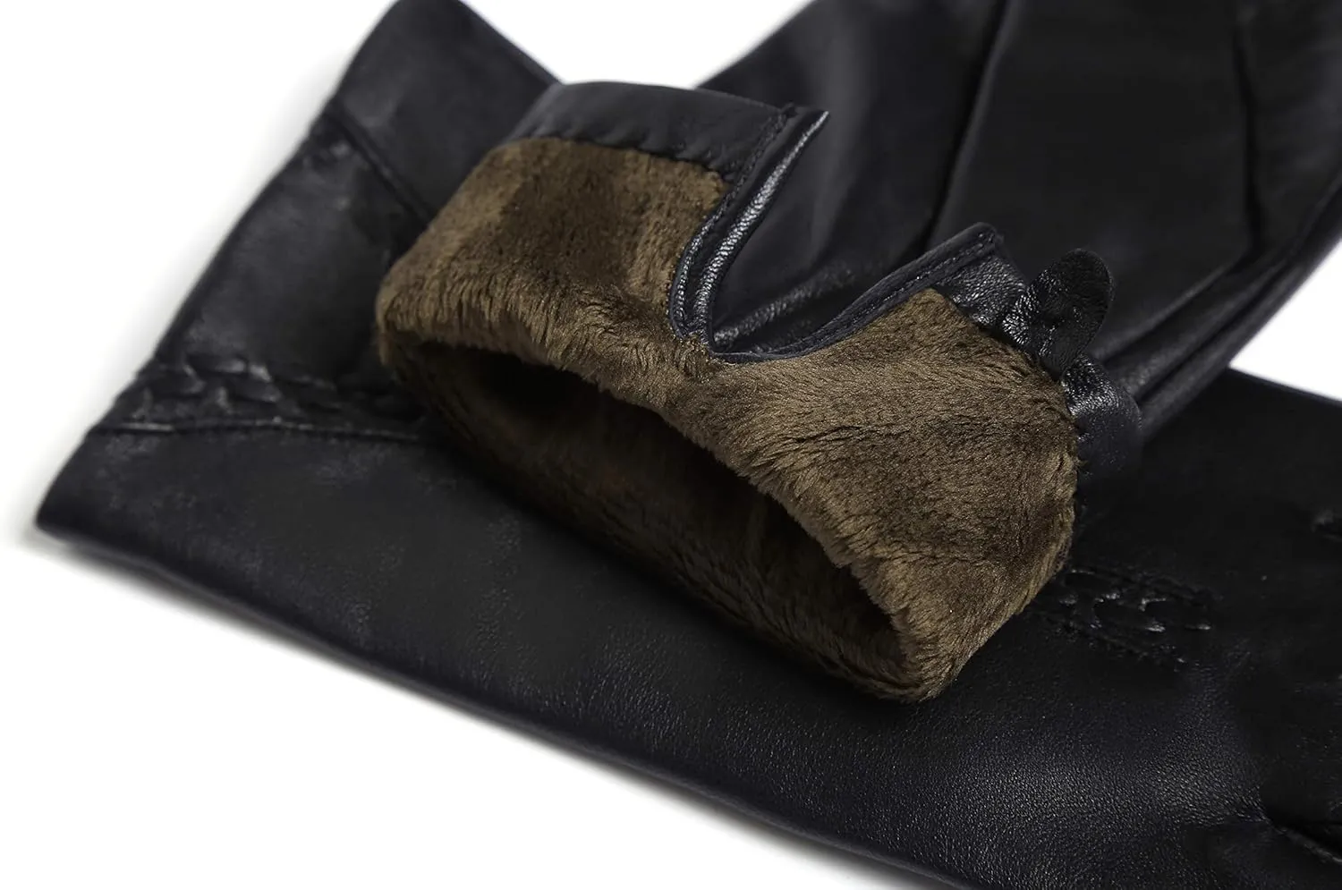 YISEVEN Women Winter Lambskin Touch Leather Gloves Fleece Lined