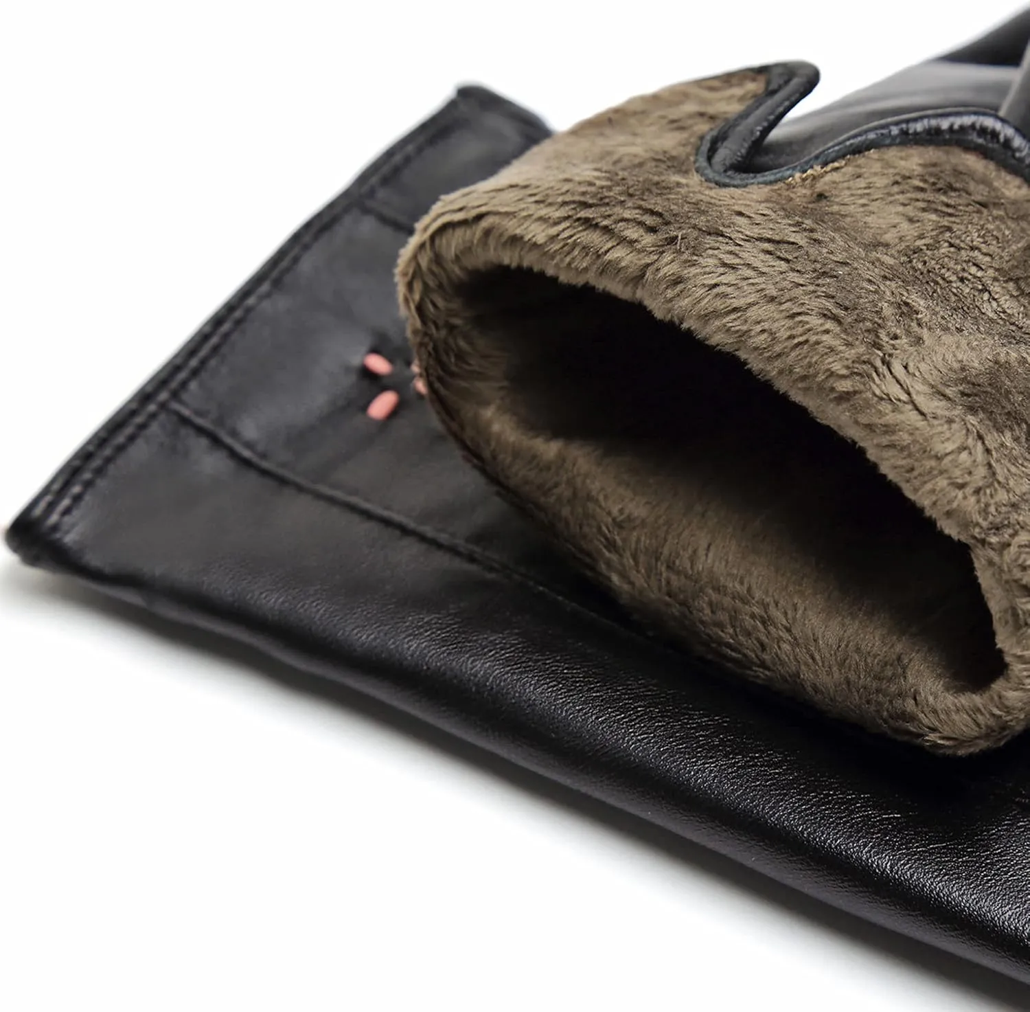 YISEVEN Women Winter Lambskin Touch Leather Gloves Fleece Lined
