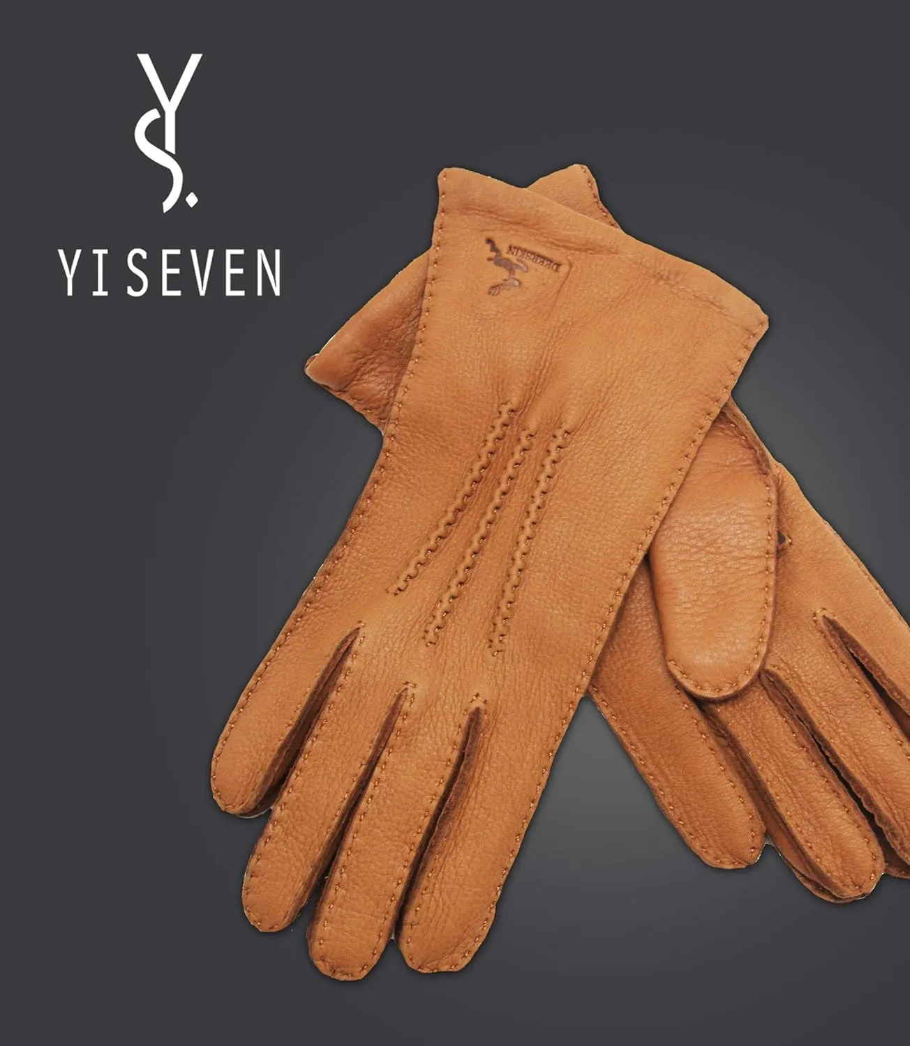 YISEVEN Women's Deerskin Leather Gloves Hand Sewn