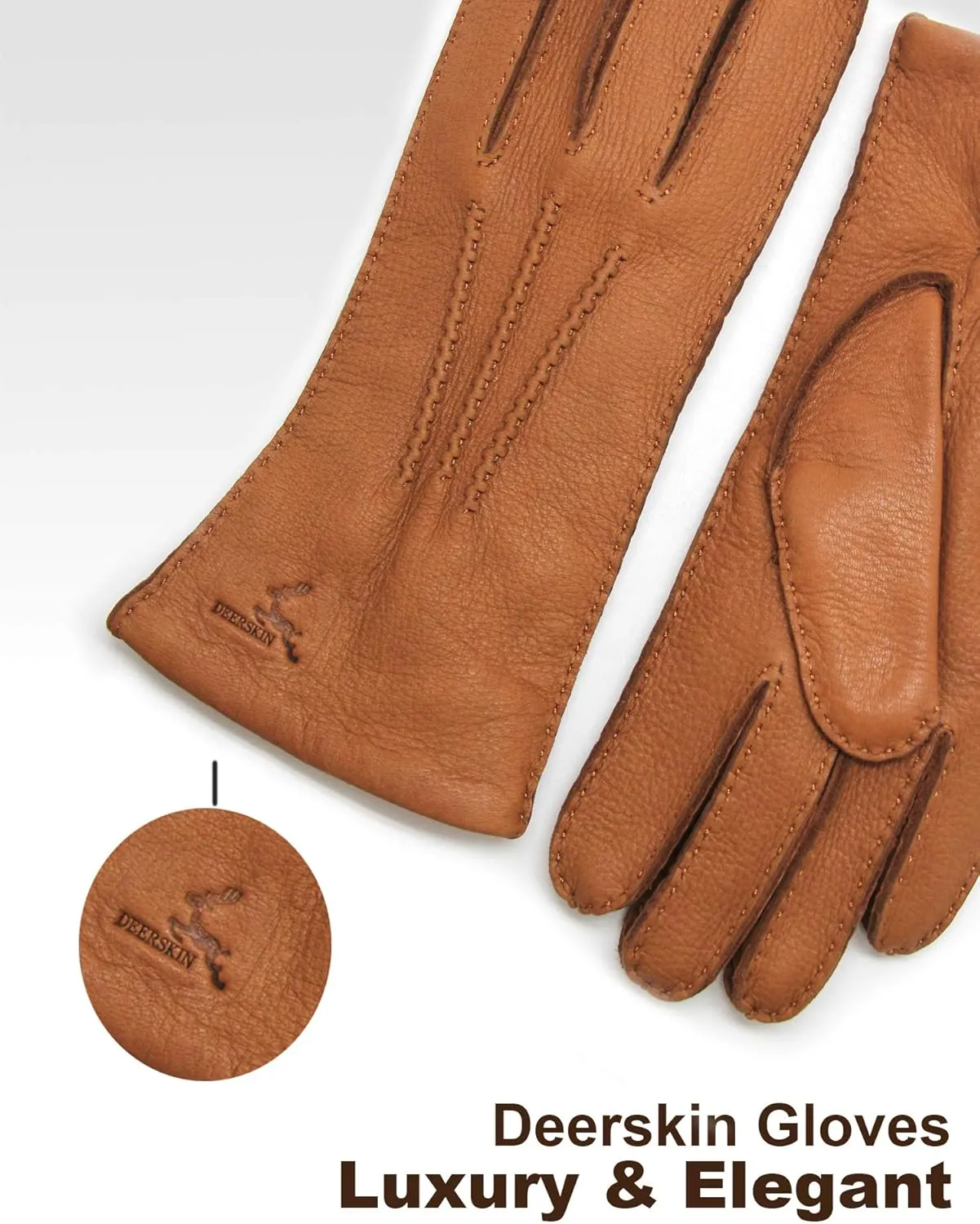 YISEVEN Women's Deerskin Leather Gloves Hand Sewn