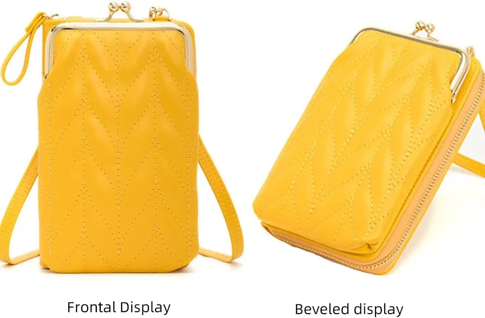 Yohora Women’s PU Leather Kiss Lock Shoulder Bag Retro Crossbody Coin Purse with Adjustable Straps Small Phone Bag for Work