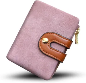 YOTOO TOPKULL Womens Wallets Bifold Leather Small Wallets for Women Mini Rfid Thin Billfolds Ladies Wallets Slim Compact with Zipper Coin Pocket (Pink)