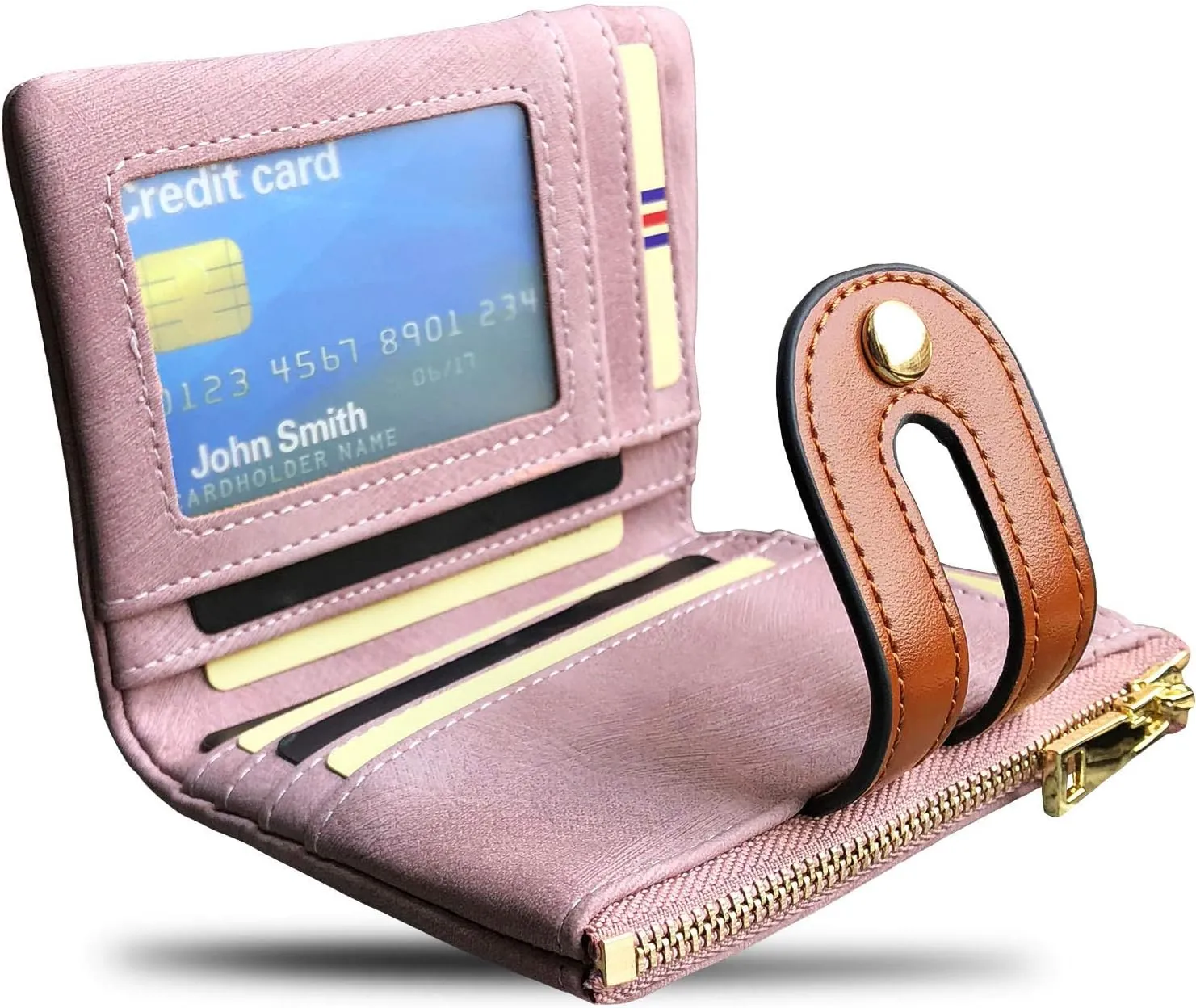 YOTOO TOPKULL Womens Wallets Bifold Leather Small Wallets for Women Mini Rfid Thin Billfolds Ladies Wallets Slim Compact with Zipper Coin Pocket (Pink)