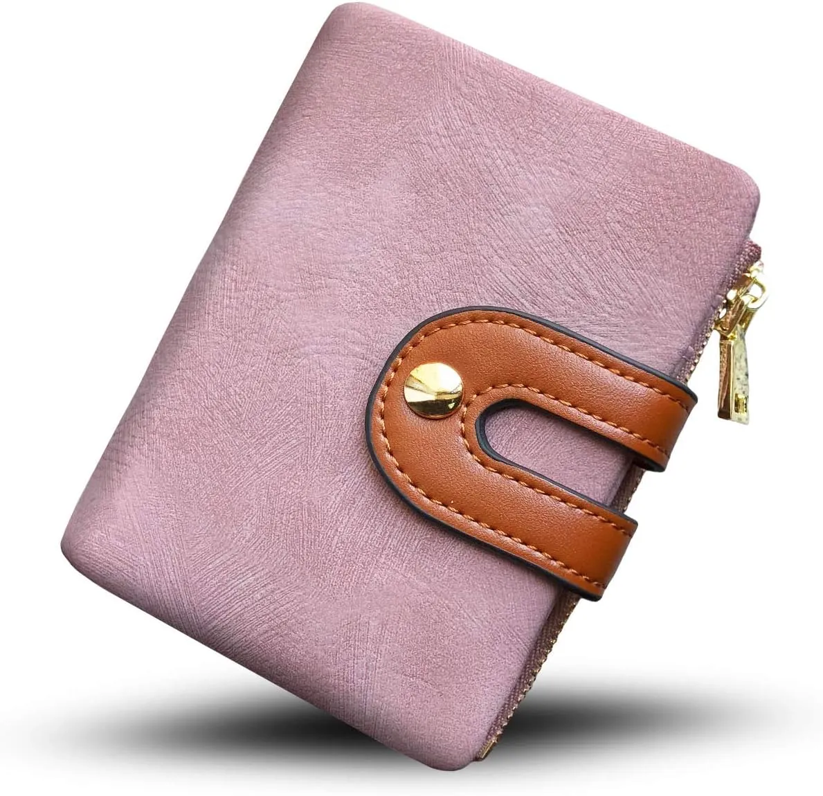 YOTOO TOPKULL Womens Wallets Bifold Leather Small Wallets for Women Mini Rfid Thin Billfolds Ladies Wallets Slim Compact with Zipper Coin Pocket (Pink)