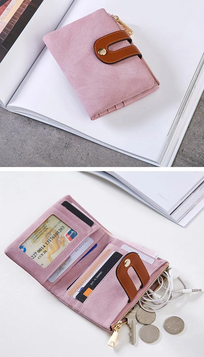 YOTOO TOPKULL Womens Wallets Bifold Leather Small Wallets for Women Mini Rfid Thin Billfolds Ladies Wallets Slim Compact with Zipper Coin Pocket (Pink)