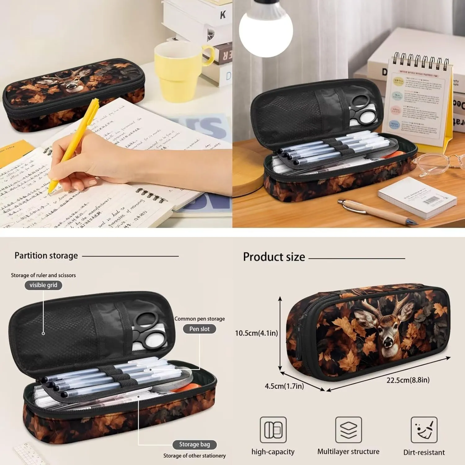 ZFRXIGN Camo Deer Backpack for Girls Back to School Bookbag with Lunch Bag Pencil Case and Cap Sleeve Toddler Elementary Travel 4 pack School Bag Sets Hunting Forest Brown
