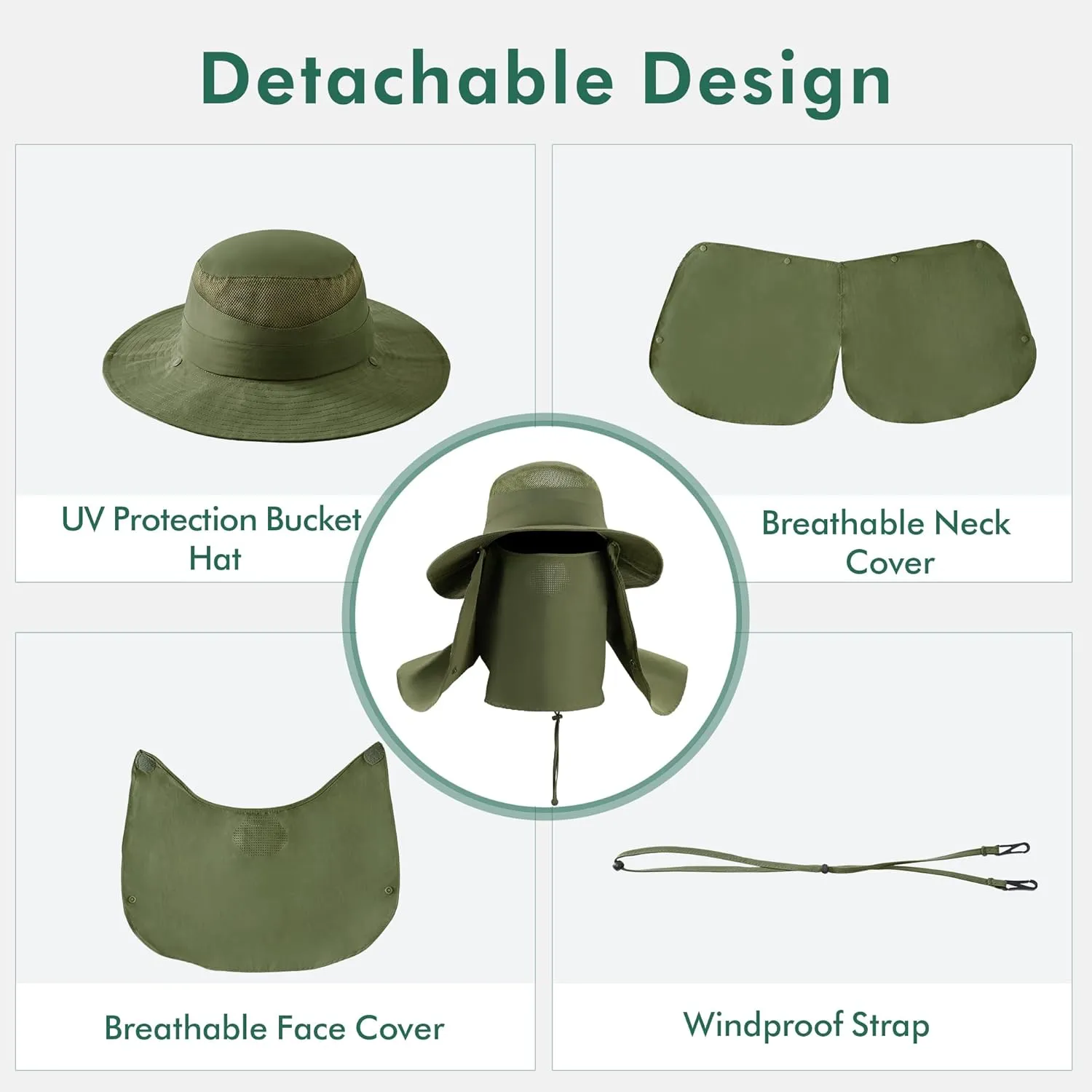 zowya Wide Brim Sun Hat with Face&Neck Cover,UPF50  Sun Protection Hiking Camping Fishing for Women,S/M
